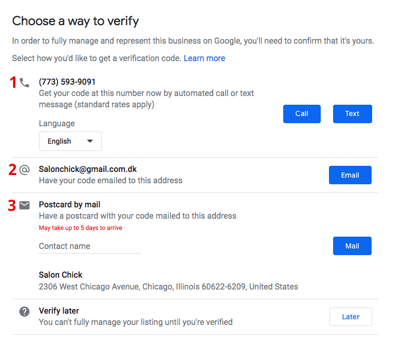 Verifying Your Google Listing