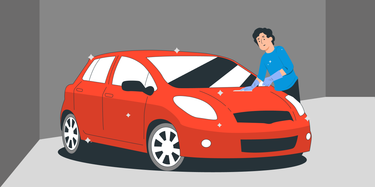 Illustration of a man beside a car.
